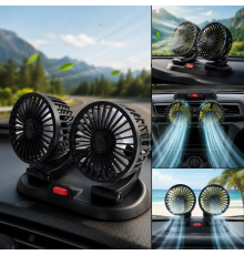 Автомобильный двойной вентилятор от USB / Вентилятор для авто 2 скорости 360° 5V