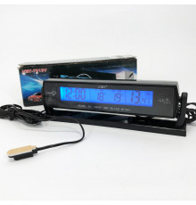 Автомобильные часы с подсветкой VST-7013V вольтметр, 2 термометра Авточасы с выносным термометром GC-47