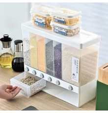Органайзер на 6 секцій для сипучих продуктів Assorted Grain Rice Bucket диспенсер для круп, дозатор для цукру