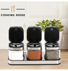 Набор контейнеров для соли, перца, приправ и специй Cooking House с крышками и ложками – 3 шт
