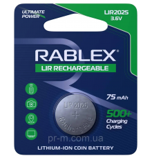 Акум.Rablex CR2025 3.6 V 75mAh blister card/1 pcs/24/