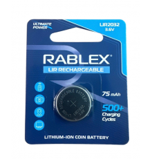 Акум.Rablex CR2032 3.6 V 75mAh blister card/1 pcs/24/