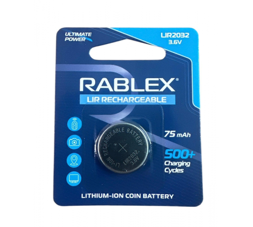 Акум.Rablex CR2032 3.6 V 75mAh blister card/1 pcs/24/ за 86 грн