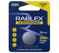 Акум.Rablex CR2016 3.6 V 75mAh blister card/1 pcs/24/