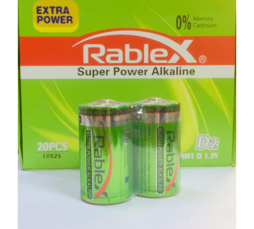 Батарейка Rablex щелочные LR20/ техника/D/1.5V/2шт (120 шт/ящ) за 85 грн