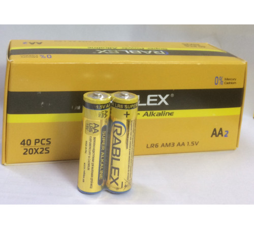 Батарейка Rablex щелочные (40 шт в блоке) LR06/ техника/АА/1.5V/2шт (2/40/200/1000) за 14 грн