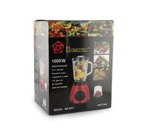 Блендер DOMOTEC MS 6611/ 7442 Красный 220V/1000w (4 шт/ящ) за 1760 грн