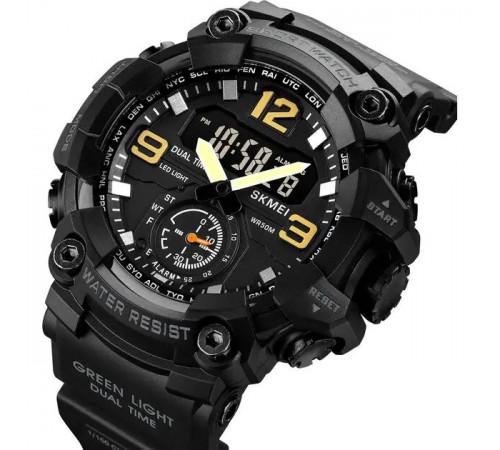 Тактические часы для зсу SKMEI 1965BK BLACK, Многофункциональные военные часы военной тематики VM-78