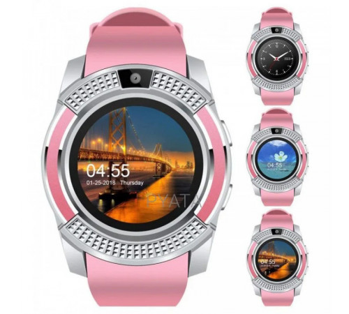 Розумний смарт-годинник Smart Watch V8. Колір рожевий MD-27 за 560 грн