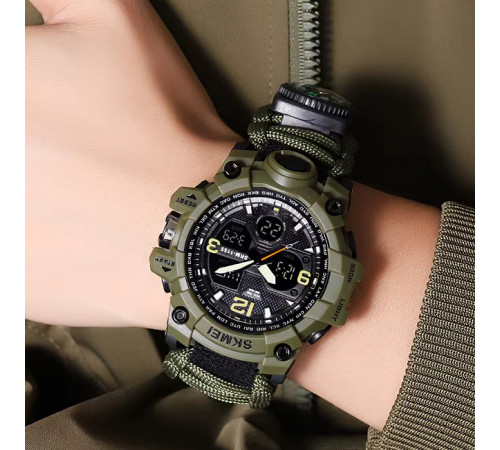 Тактичний годинник для ЗСУ SKMEI 1155BAG PARACORD, Спортивний наручний годинник Спецназ XW-22 за 763 грн