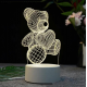 Настольный 3D акриловый светильник,декоративный настольный с объемным рисунком Мишка с сердцем