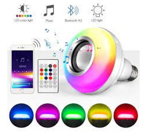Світлодіодна лампа з Bluetooth колонкою Bulb 12Вт в патрон Е27, RGB світильник з динаміком та пультом PRP
