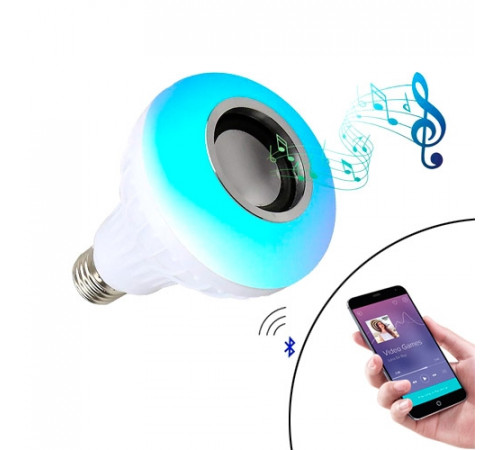 Світлодіодна лампа з Bluetooth колонкою Bulb 12Вт в патрон Е27, RGB світильник з динаміком та пультом PRP