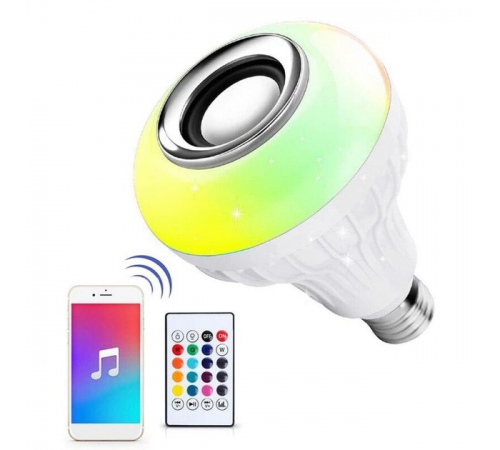Світлодіодна лампа з Bluetooth колонкою Bulb 12Вт в патрон Е27, RGB світильник з динаміком та пультом PRP