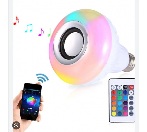 Світлодіодна лампа з Bluetooth колонкою Bulb 12Вт в патрон Е27, RGB світильник з динаміком та пультом PRP