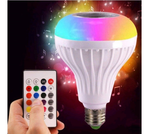 Світлодіодна лампа з Bluetooth колонкою Bulb 12Вт в патрон Е27, RGB світильник з динаміком та пультом PRP