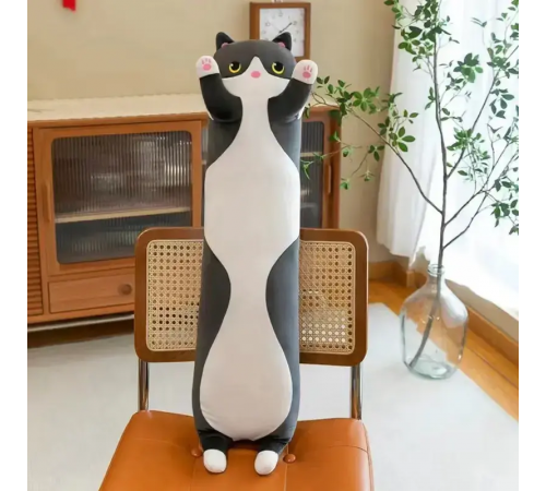 Черный 70см Мягкая Игрушка Кот Длинний Подушка Обнимашка