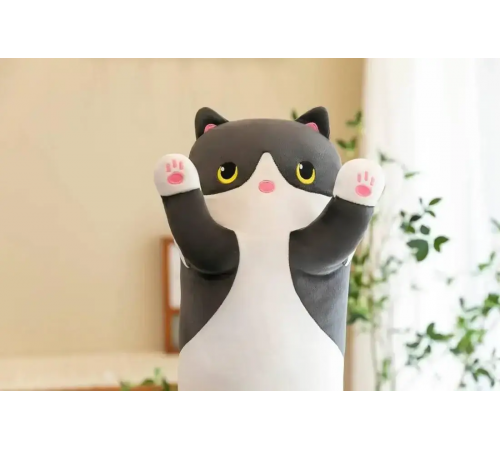 Черный 70см Мягкая Игрушка Кот Длинний Подушка Обнимашка