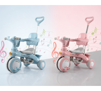 Трехколесный велосипед Baby Carriage 588 / Велосипед с родительской ручкой и корзиной / Велосипед-коляска