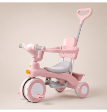 Рожевий Триколісний велосипед Baby Carriage 588 / Велосипед з з батьківською ручкою та кошиком / Велосипед-коляска