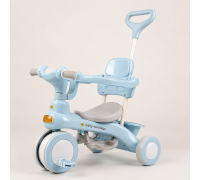 Голубой Трехколесный велосипед Baby Carriage 588 / Велосипед с родительской ручкой и корзиной / Велосипед-коляска