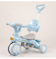 Блакитний Триколісний велосипед Baby Carriage 588 / Велосипед з з батьківською ручкою та кошиком / Велосипед-коляска