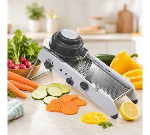 Регульована тертка-шатківниця для овочів / Овочерізка Smart Multifunctional Mandoline Slicer / Механічний подрібнювач універсальний кухонний