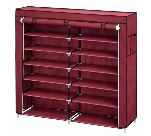 Бордова тканинна шафа для зберігання взуття Shoe Cabinet 118х30х120 см