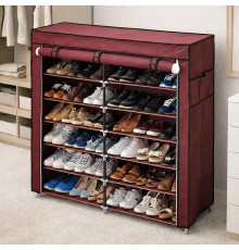 Бордова тканинна шафа для зберігання взуття Shoe Cabinet 118х30х120 см