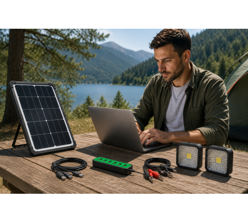 Портативна сонячна зарядна станція CoLamp CL-618PB-15W, 10800 mAh із LED-лампами / Автономне джерело живлення із сонячною панеллю