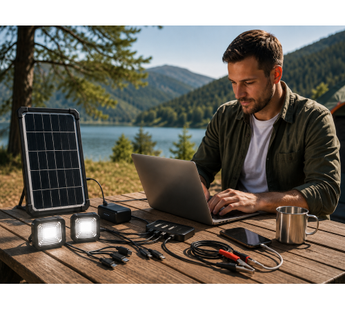 Портативна сонячна зарядна станція CoLamp CL-618PB-15W, 10800 mAh із LED-лампами / Автономне джерело живлення із сонячною панеллю