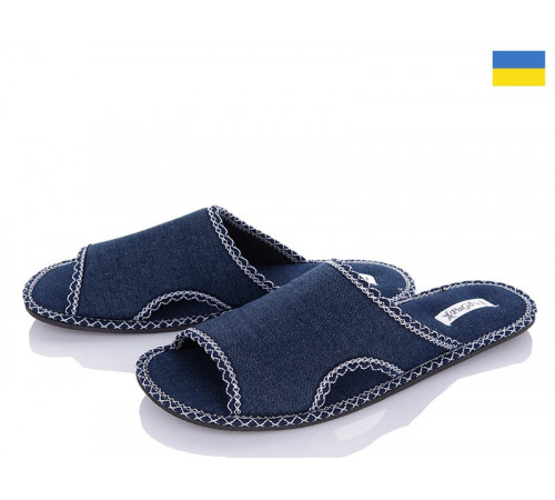 Чоловічі відкриті джинсові капці сині ТМ Pago прошита підошва