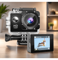 Экшн камера A7 FullHD, спортивная, влагозащита, с креплением 1080P MicroSD