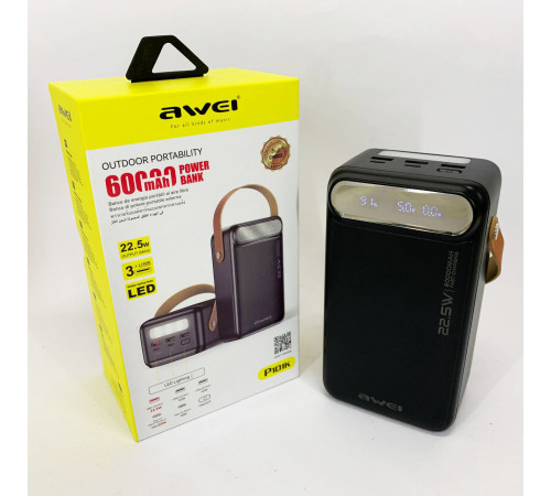 Powerbank для дома AWEI P101K 60000 mah, Хороший повербанк с фонариком, Мощный повербанк в дорогу SX-46