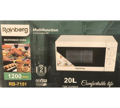 Микроволновая печь Rainberg RB-7151 WHITE с таймером Мощная микроволновка 1200 Вт/ 20л (1) за 5486 грн