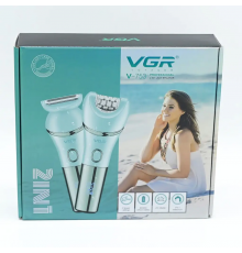 Аккумуляторный эпилятор с LED-экраном 600 мАч + 2 насадки, USB, V-753 (40)