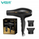 Фен профессиональный VGR V-406 BLACK, 3 уровня обдува, 3 уровня температуры, 2 насадки, 3 за 3780 грн