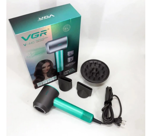 Професійний фен VGR V-440 1400 Вт | 3 режими обдування та температури | 3 насадки (20) за 3519 грн