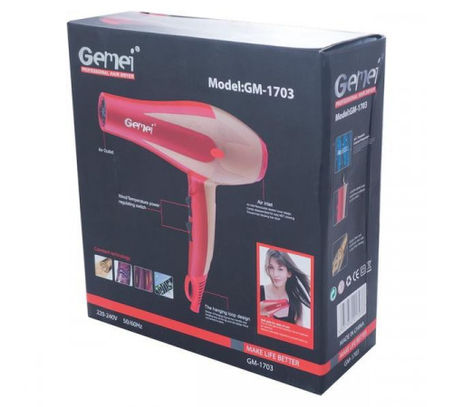 Профессиональный Фен для волос Gemei GM 1703 1400Вт (40 шт/ящ) за 585 грн