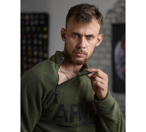Тактична флісова кофта олива флиска тепла під горло зі змійками якісна Army oliva XL за 699 грн