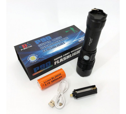 Ручной фонарик cob X-Balog BL-B88-P90, Ручной фонарь с 18650 аккумулятором Фонарь батарей HV-73