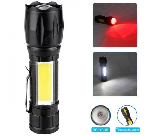 Военный армейский фонарик нашлемный W601-XPE(red)+COB(white), Ручной фонарь с высокой яркостью ZR-19