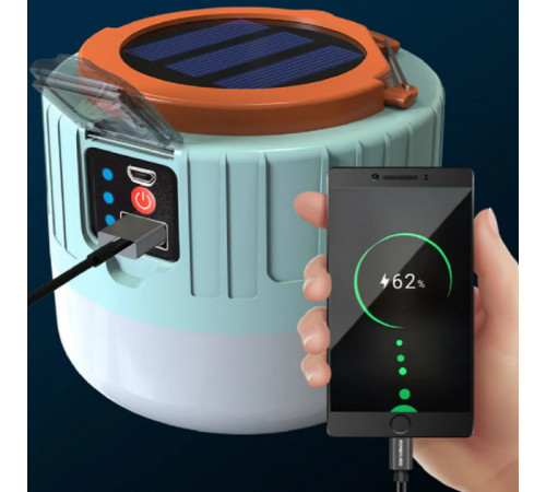 Ліхтар кемпінг переносний 509-20LED, power bank, Li-Ion акумулятор, сонячна батарея, ЗУ microUSB UR-95 за 651 грн
