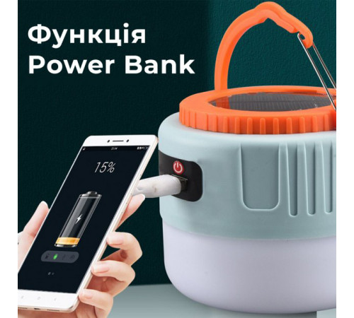 Ліхтар кемпінг переносний 509-20LED, power bank, Li-Ion акумулятор, сонячна батарея, ЗУ microUSB UR-95 за 651 грн