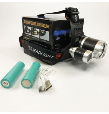 Led ліхтар на голову Police 3000-T6+2XPE, Налобний тактичний ліхтар Налобний з usb зарядкою NG-55