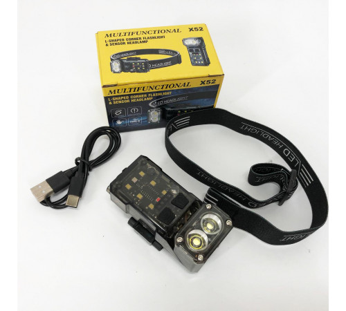 Ліхтар на лоб для будівельних робіт X52, 2LED+6SMD RGB, Ліхтарик на голову для домашніх робіт ZG-90 за 347 грн