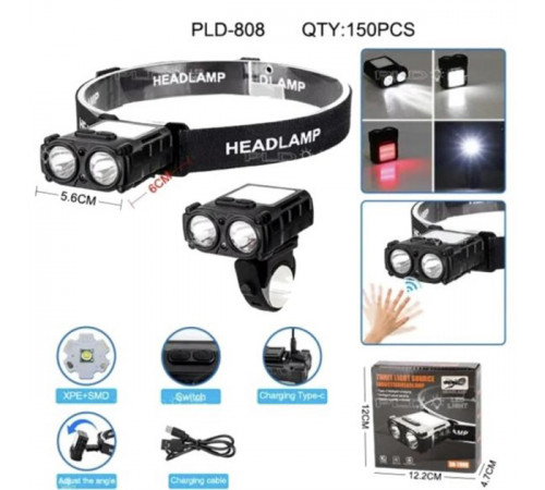 Надійний налобний ліхтар SH-T808-2XPE-20SMD-white/red, Led headlamp налобний ліхтар DX-51 за 416 грн