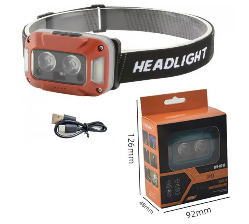 Ліхтар на голову для риболовлі WH-0218-XPG(white+yellow)+SMD(red), Ліхтарик на голову для роботи MR-48 за 359 грн