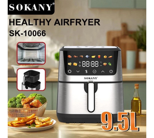 Аэрофритница электрическая Sokany SK-10066 Электрическая фритюрница без масла с таймером / Аэрогриль 9.5 л 2400 Вт