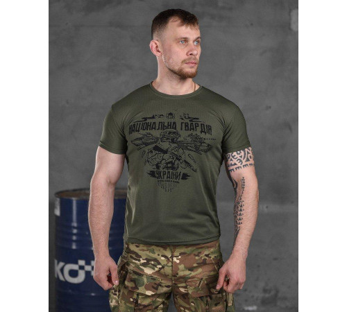 Футболка мужская 3XL 56 р НГУ Национальная Гвардия Украины олива летняя